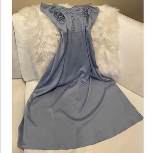NWT (10)(12)(14)(16) DANIELLE BERNSTEIN POWDER BLUE SATIN slip spaghetti strap